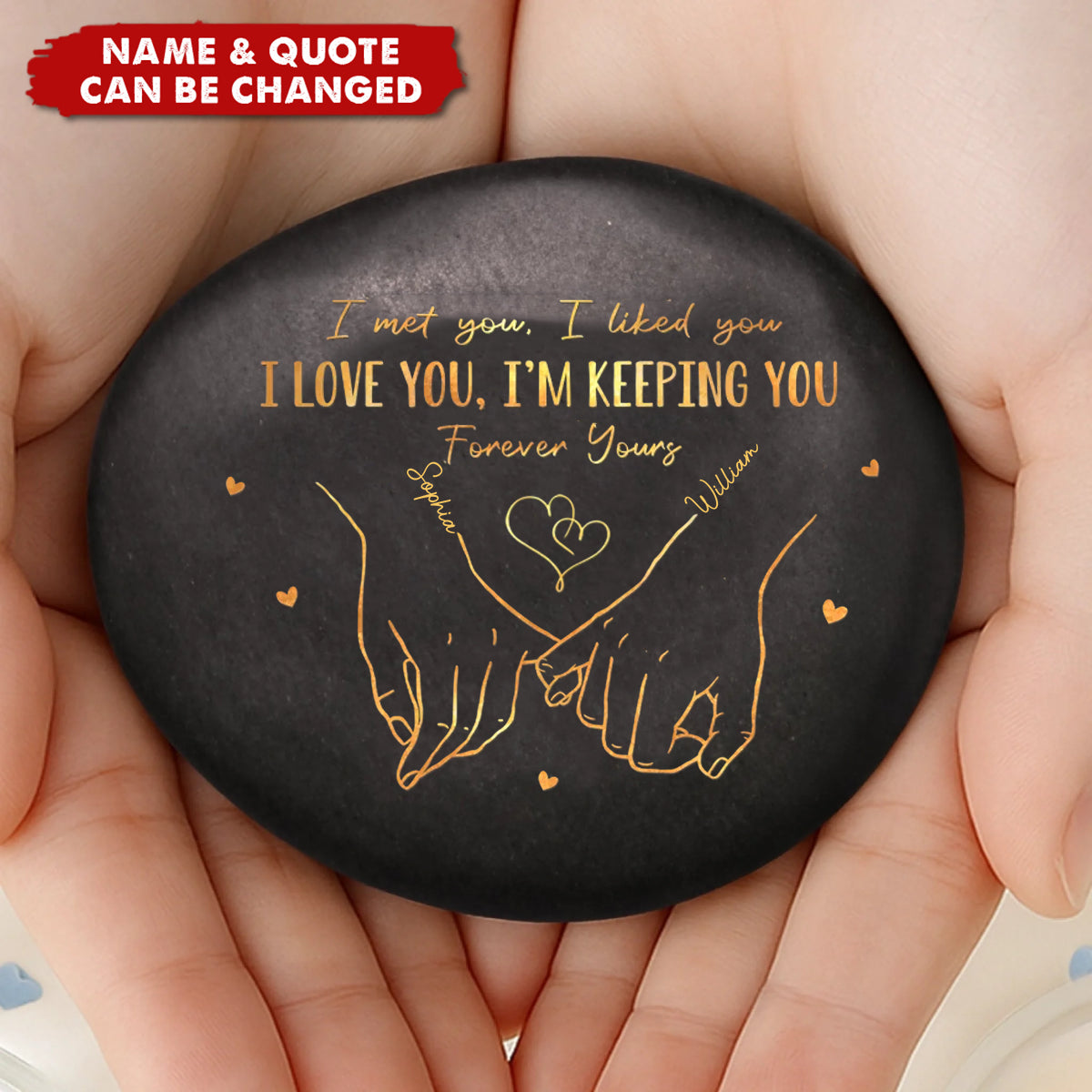 Hand In Hand, Come What May Personalized Printed Rock - Anniversary Wedding Gifts