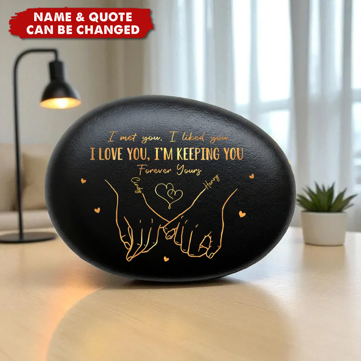 Hand In Hand, Come What May Personalized Printed Rock - Anniversary Wedding Gifts