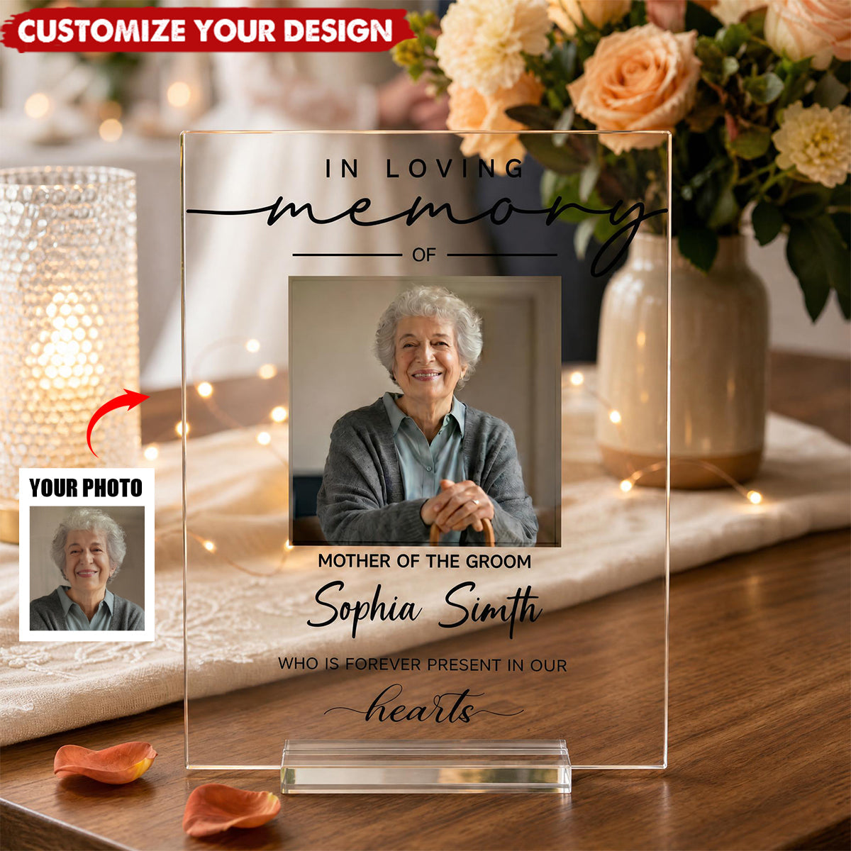 Custom Photo Reserved Memorial Wedding Decor - Personalized Acrylic Plaque