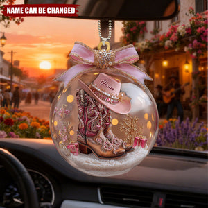Cowgirl Boots - Personalized Cowgirl Car Ornament
