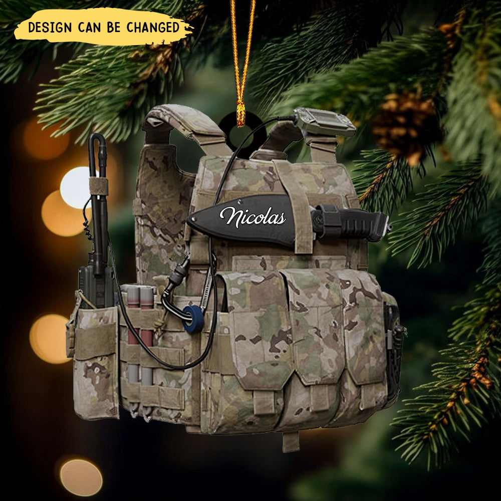 Tactical Vests Personalized Acrylic Christmas Ornament, Soldier Uniform, Military Accessories, Veteran Gift, Army Gift, Veteran Day Gift Idea