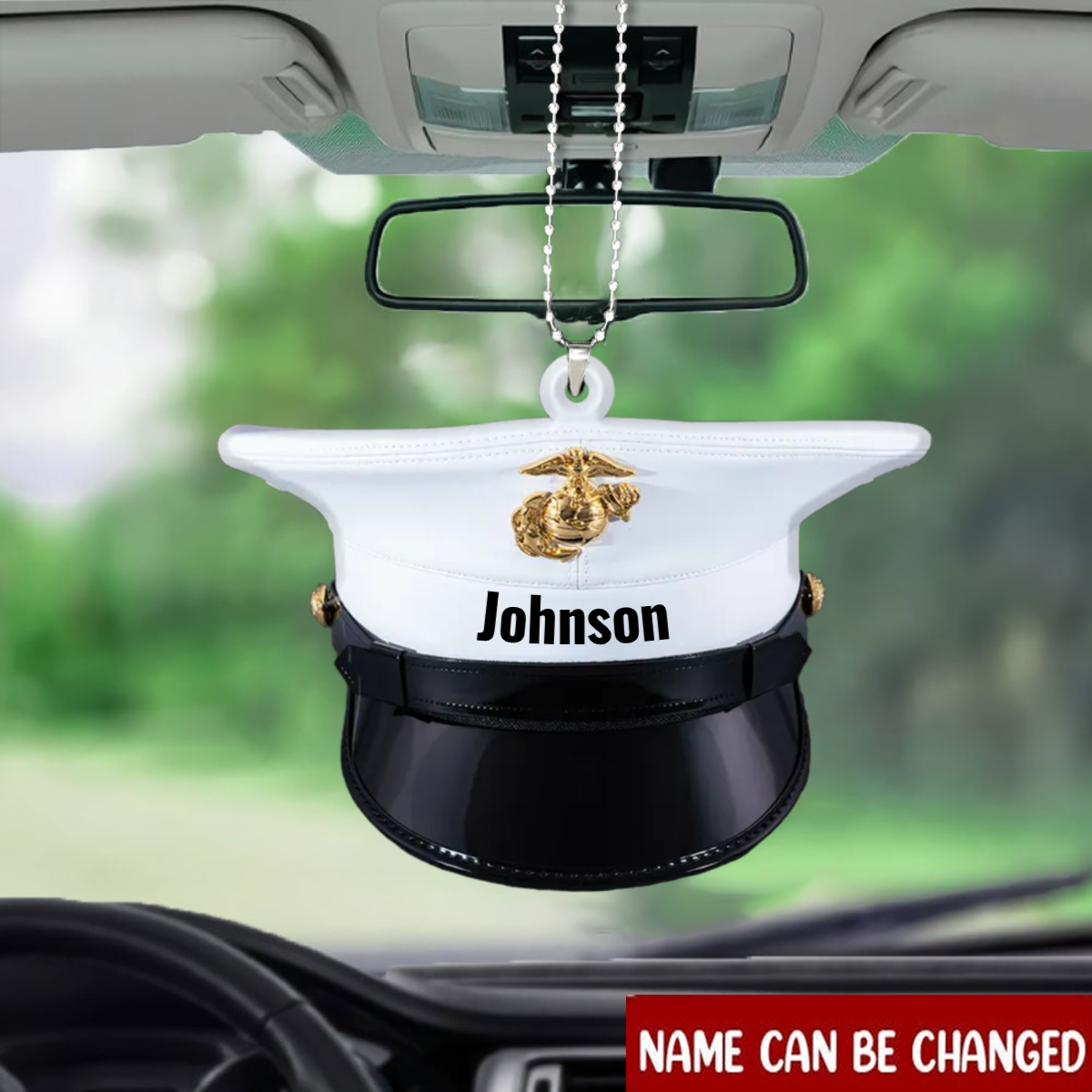 Marine Corps Uniform Hat Navy Veteran Personalized Flat Acrylic Ornament