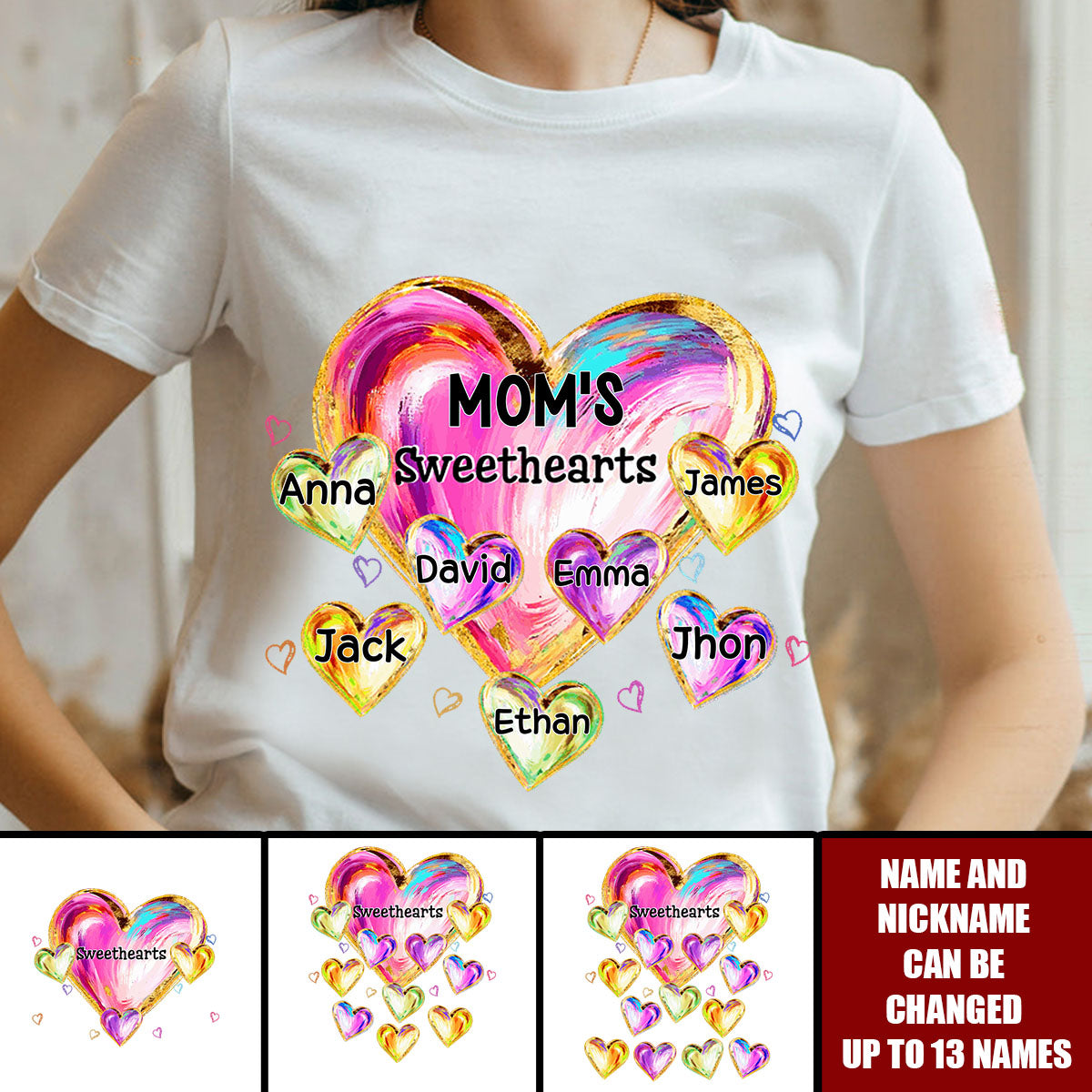Custom Grandma's Sweethearts T-shirt - Personalized Shirt For Grandma Mom