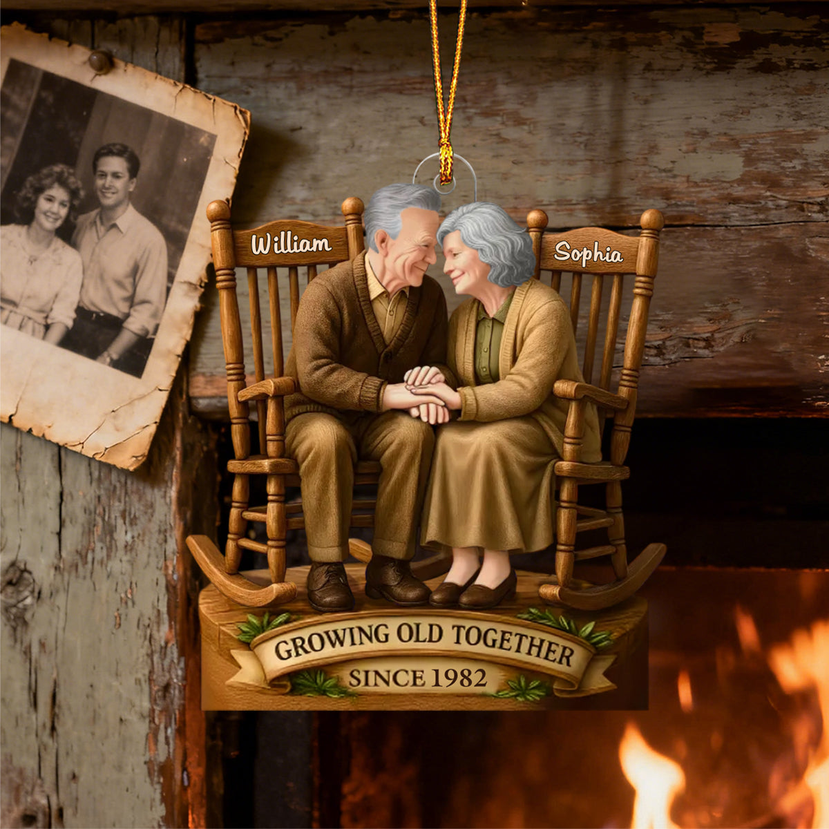 Love That Grows With Time - Couple Personalized Acrylic Ornament, Gift For Husband Wife, Anniversary