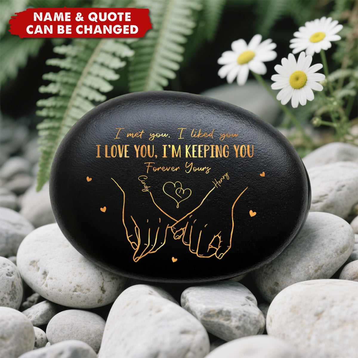 Hand In Hand, Come What May Personalized Printed Rock - Anniversary Wedding Gifts