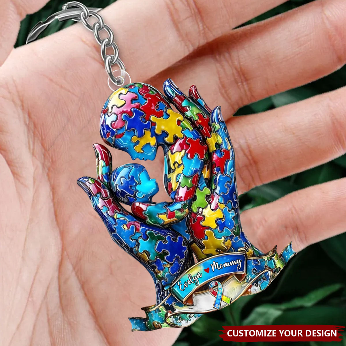 Mom And Kid - Personalized Autism Awareness Acrylic Keychain