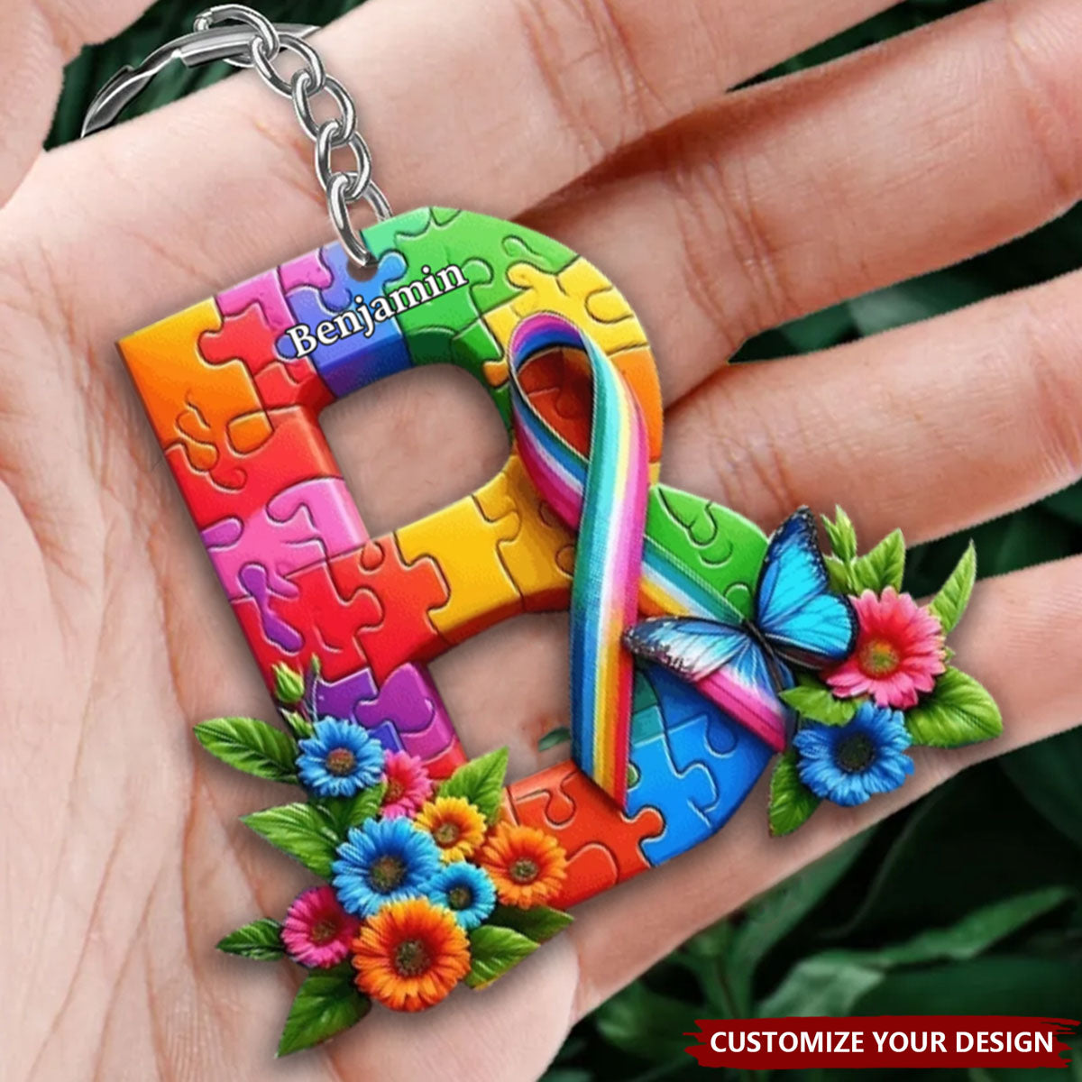 Never Walk Alone Autism Awareness - Personalized Acrylic Keychain