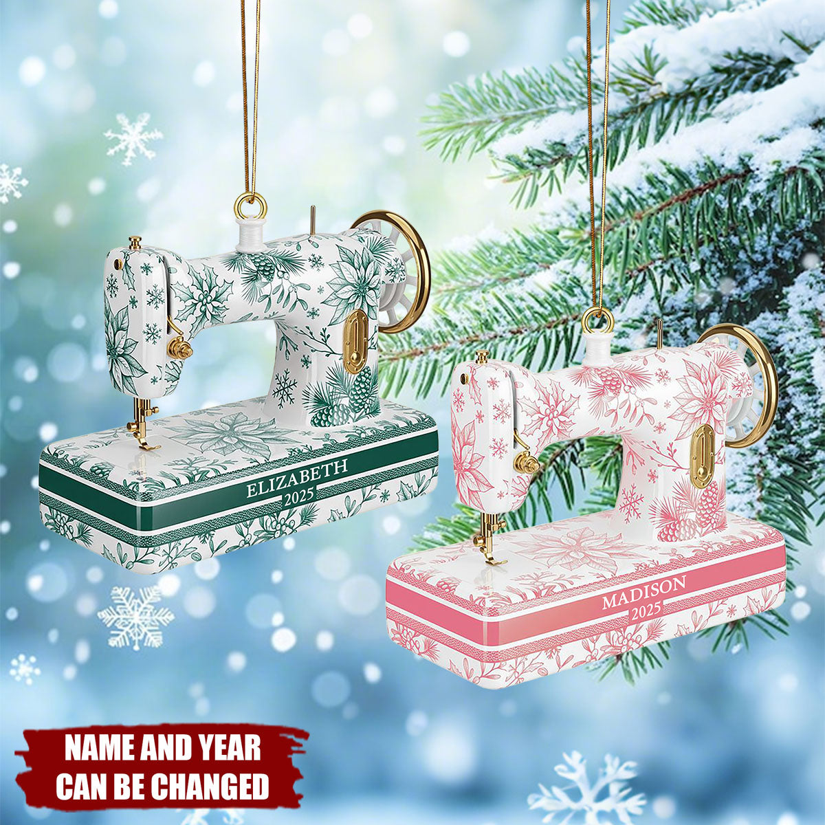 Sewing Toile de - Personalized Christmas Acrylic Ornament