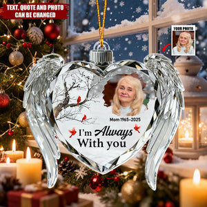 Memorial Crystal Heart Wings - Personalized Christmas Acrylic Ornament