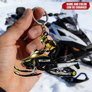 Snowmobile Rider - Personalized Acrylic Keychain