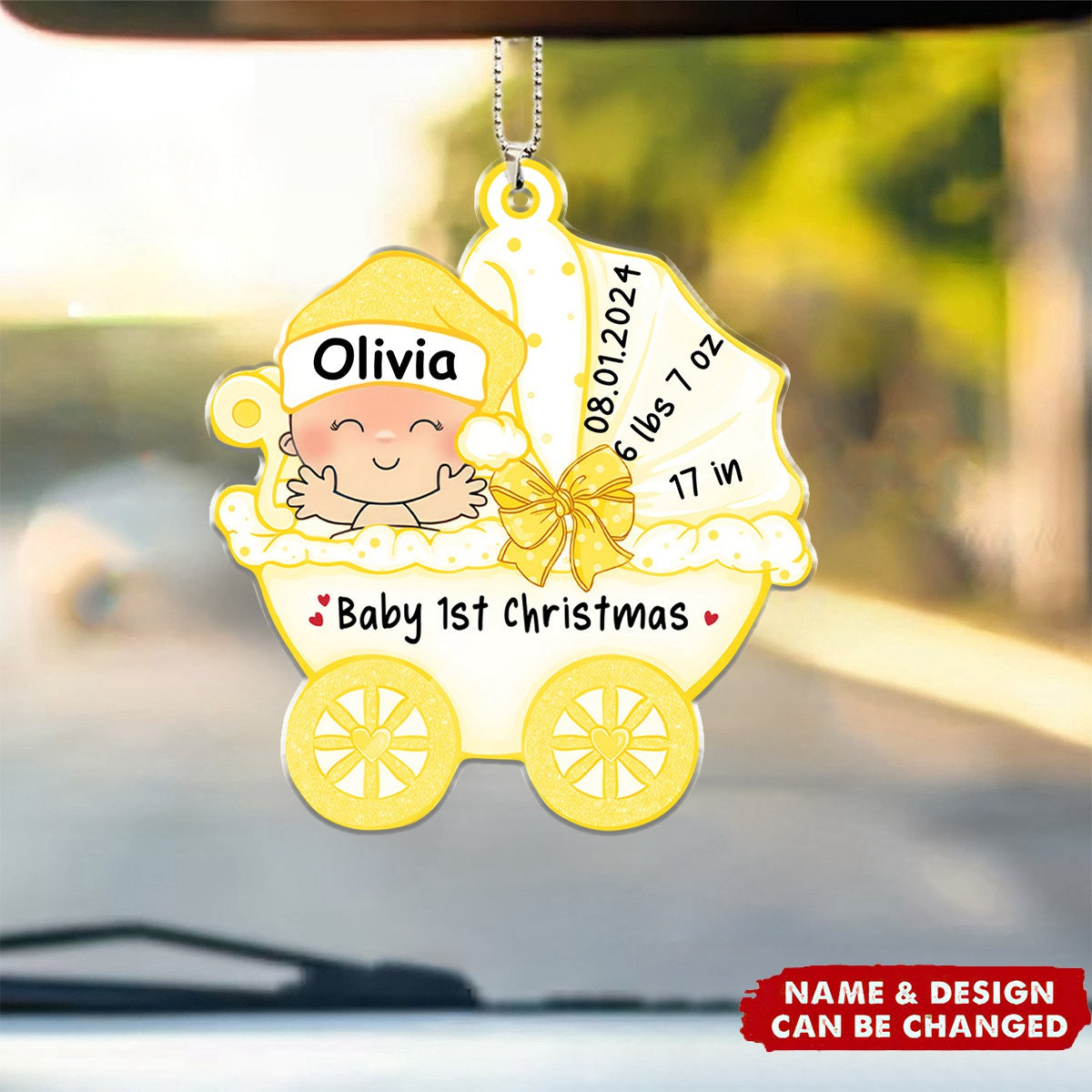 Baby Stroller Baby First Christmas - Personalized Acrylic Car Ornament