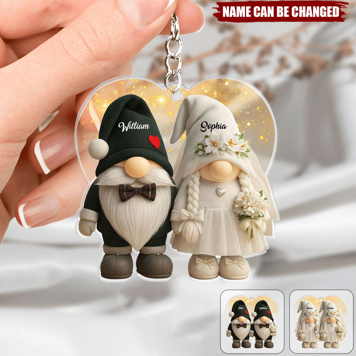 Customizable Bridal And Groom Dwarves Keychain, Personalized Custom Acrylic Keychain
