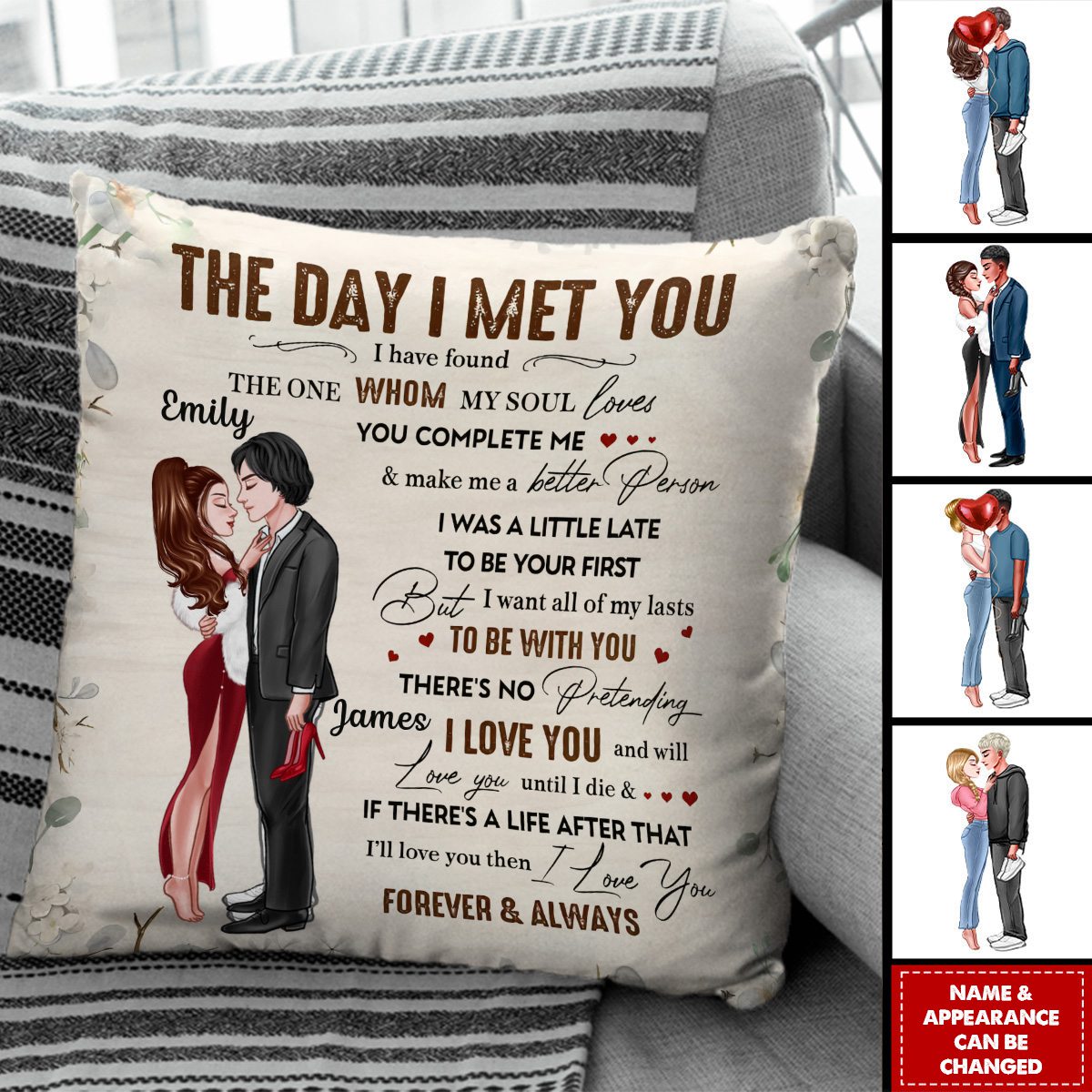 Personalized The Day I Met You Couple Romantic Gift Pillow