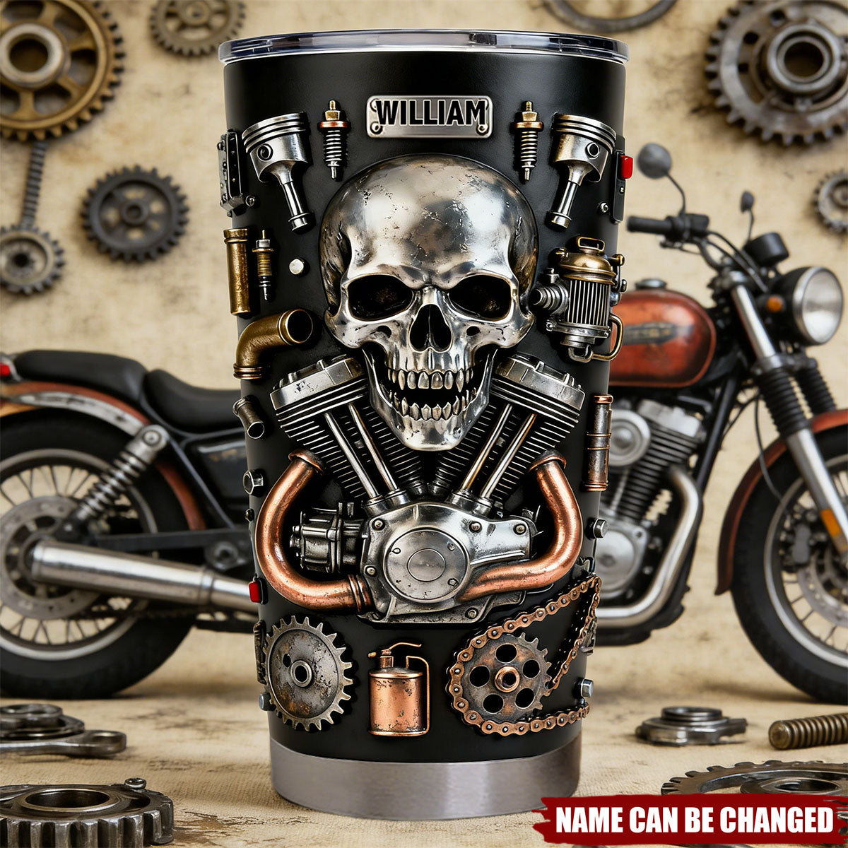 Skull Tumbler - Personalized Gifts For Bikers
