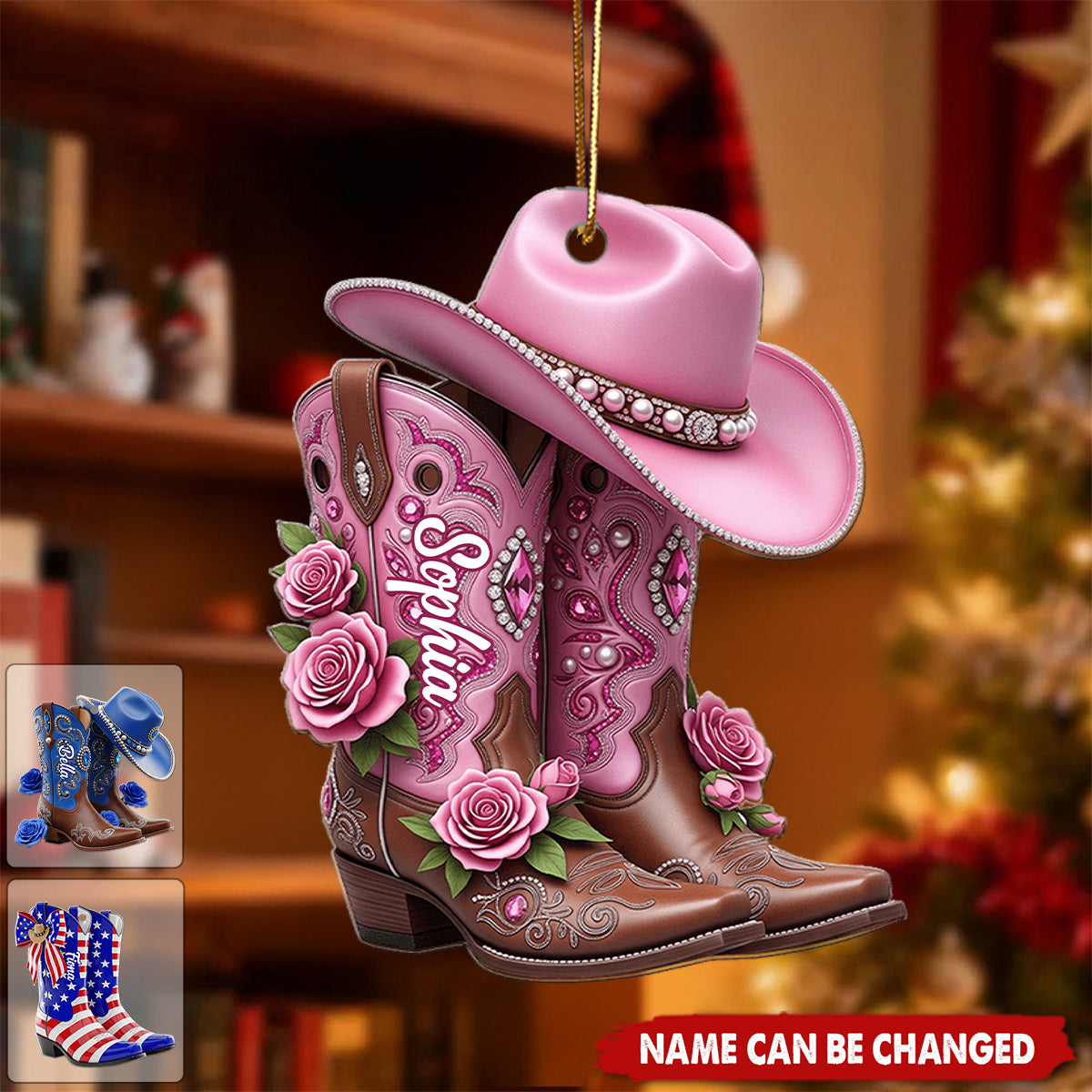 Cowgirl Boots - Personalized Cowgirl Ornament