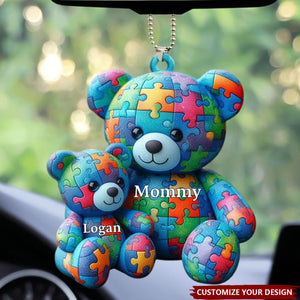 Mama Bear - Personalized Acrylic Autism Awareness Car Ornament