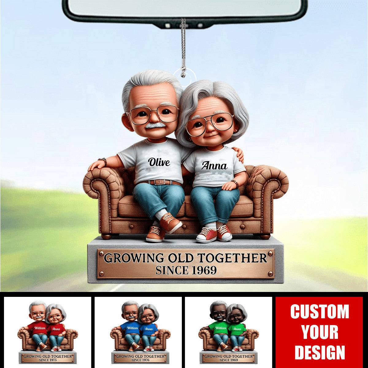Growing Old Together Couple Personalized Acrylic Ornament