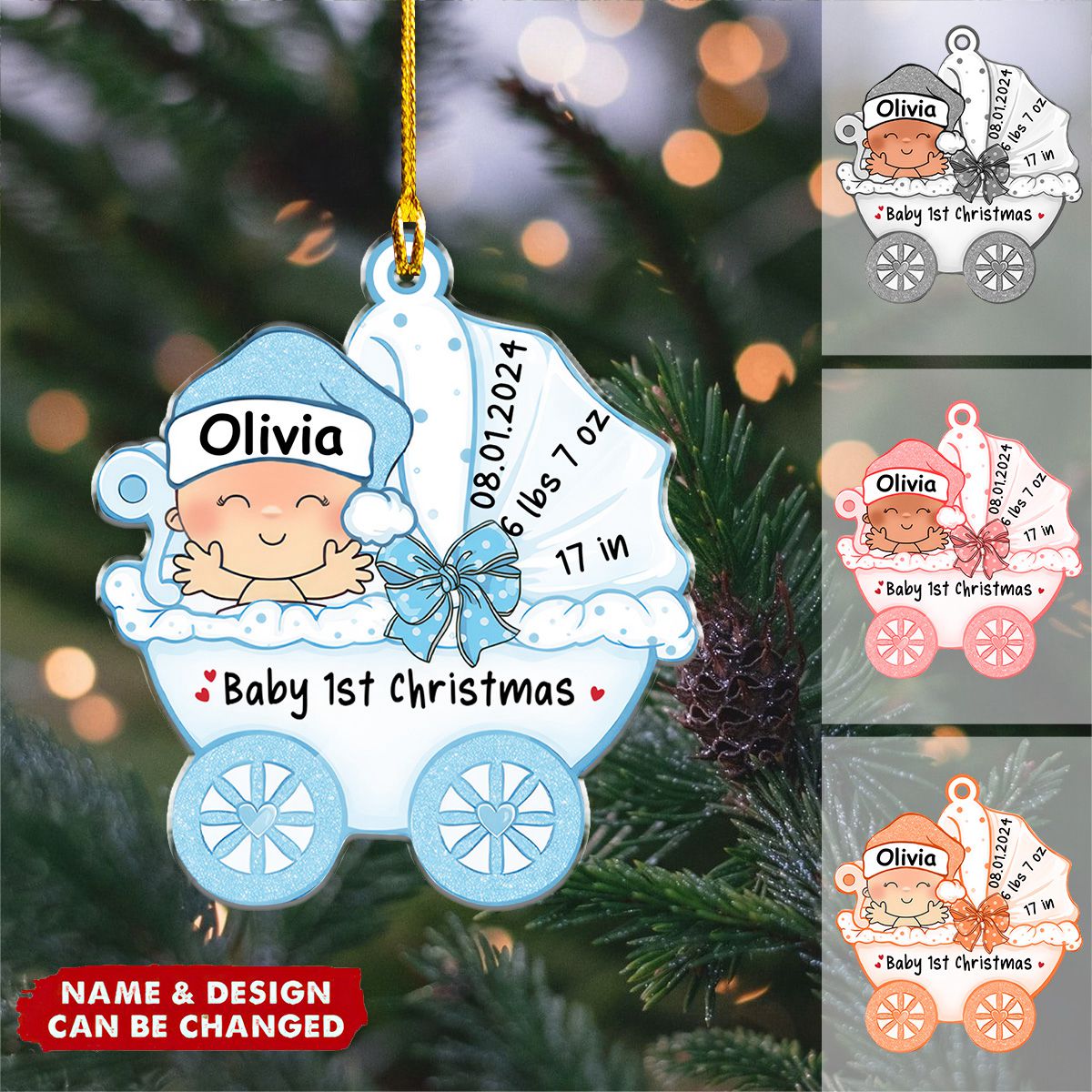 Baby Stroller Baby First Christmas - Personalized Acrylic Ornament