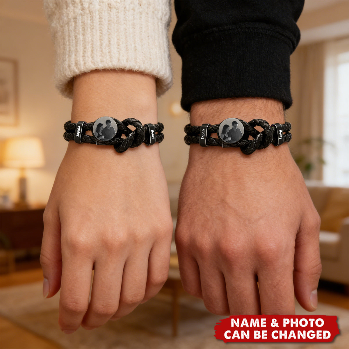 Double-layer Leather Cord Bracelet, Personalized DIY Engraving, Photo-engraved Image