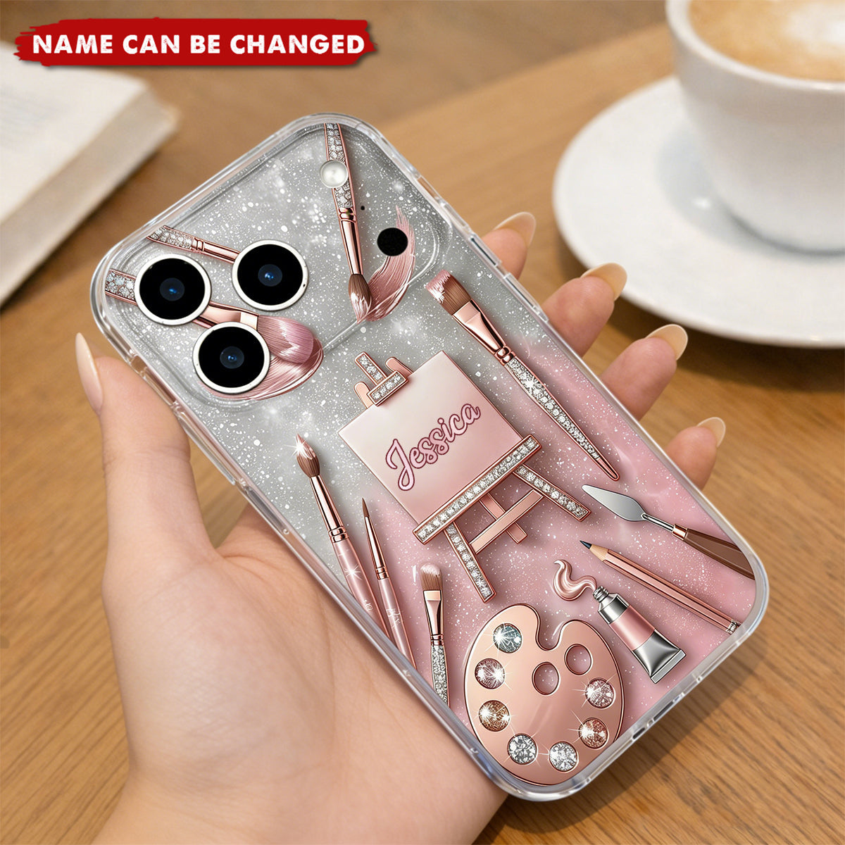 Artist At Heart Easel, Personalized Clear Phone Case, Gift For Painters