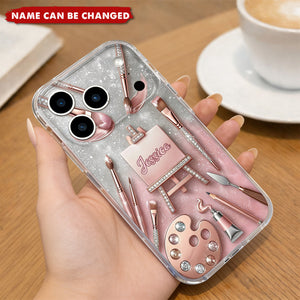 Artist At Heart Easel, Personalized Clear Phone Case, Gift For Painters