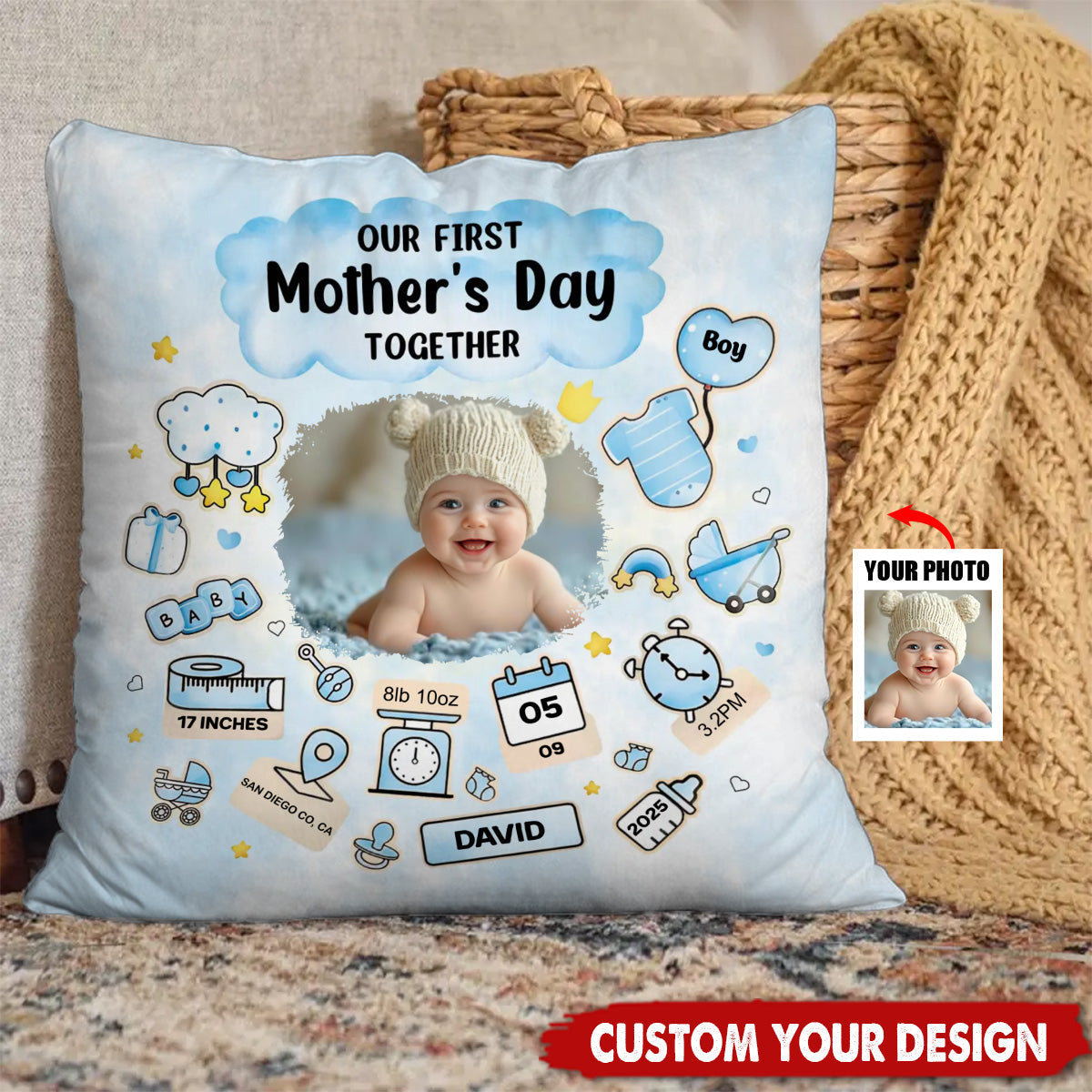 Our First Mother's Day - Personalized Pillow, Gift For Mother, Gifr For New Mother
