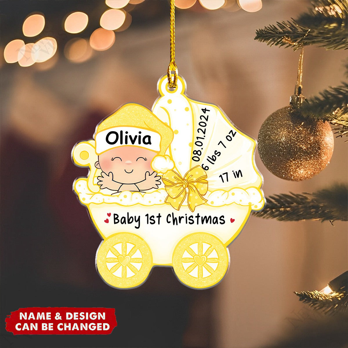 Baby Stroller Baby First Christmas - Personalized Acrylic Ornament
