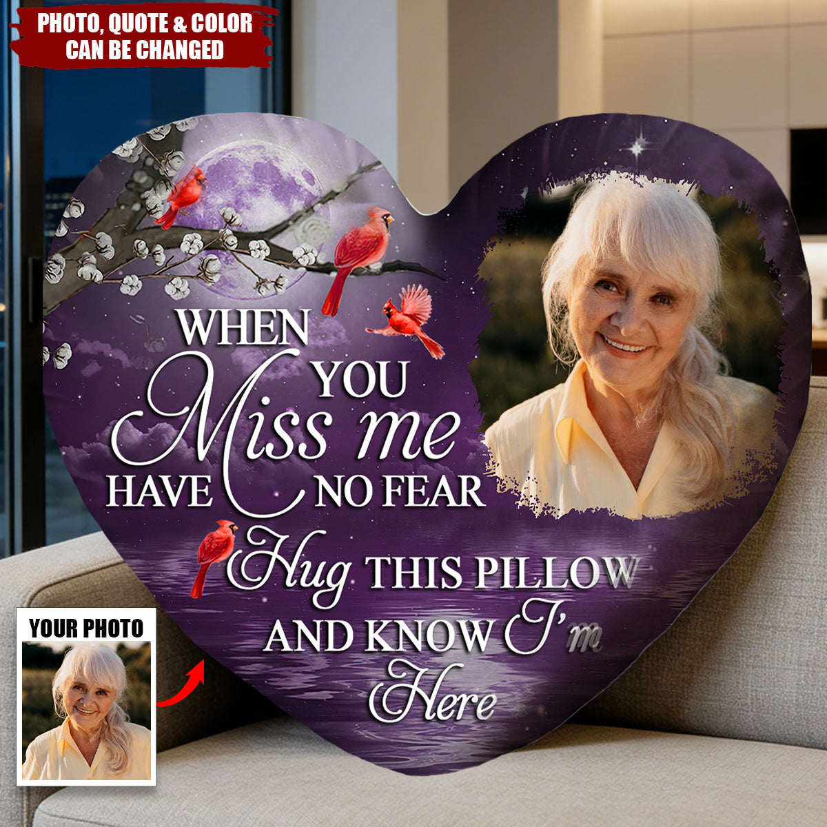 Custom Photo A Hug From Heaven When You Really Miss Me Memorial - Personalized Memorial Faux Fur Shaped Pillow