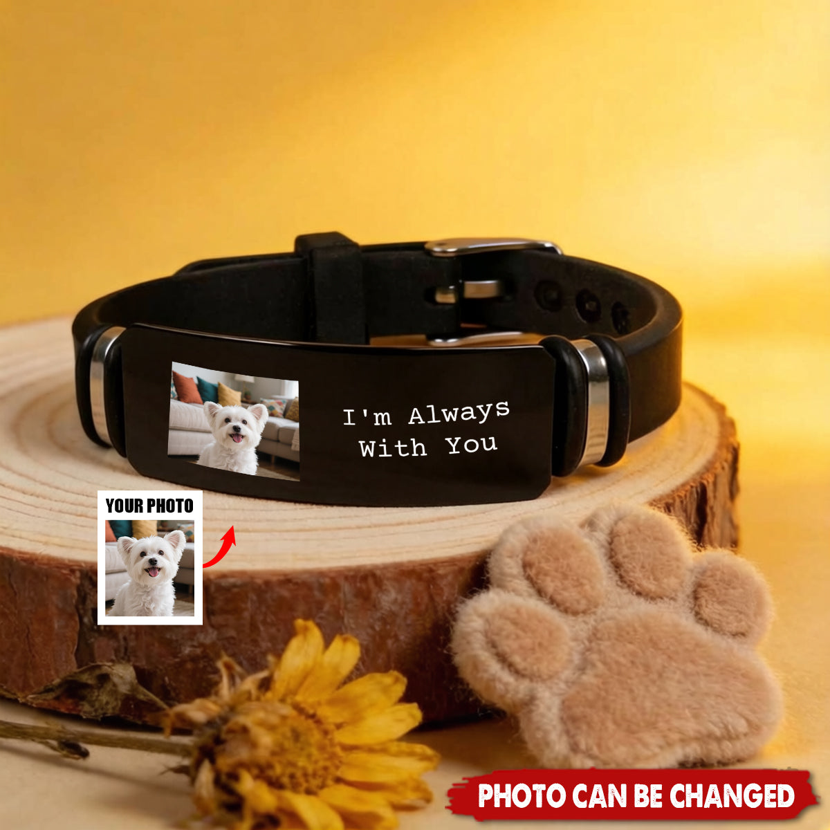 Custom Photo Forever In My Heart Pet Memorial - Personalised Engraved Bracelet