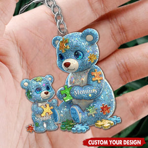 Mama Bear Autism Awareness - Personalized Acrylic Keychain