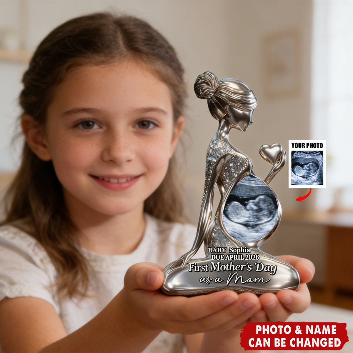 Personalized Baby Bump Plaque for Expecting Moms - Family Pregnancy Announcement