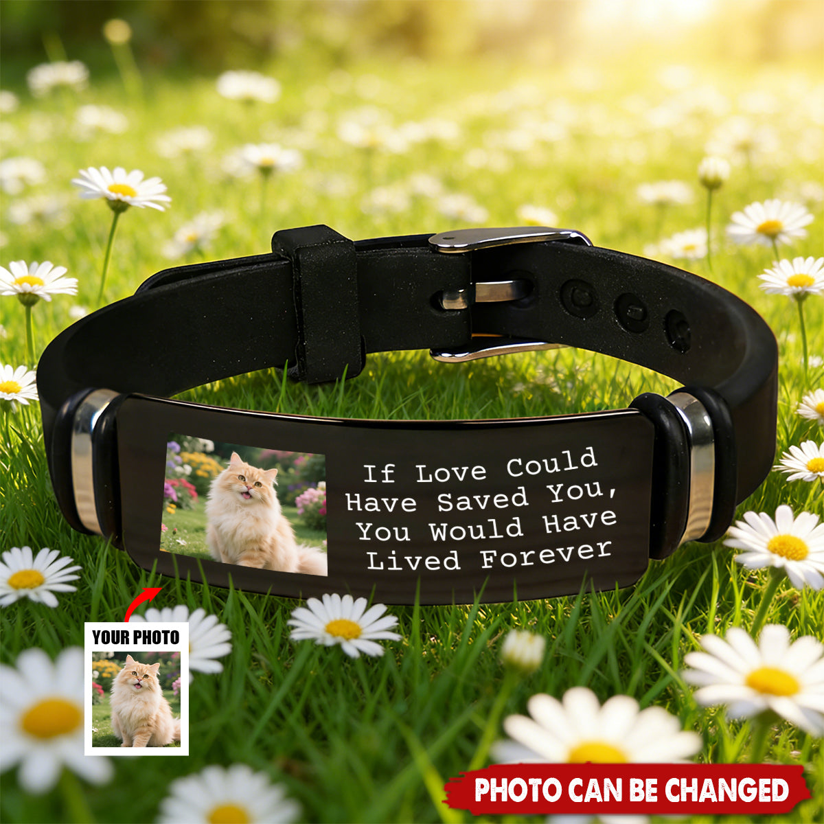 Custom Photo Forever In My Heart Pet Memorial - Personalised Engraved Bracelet