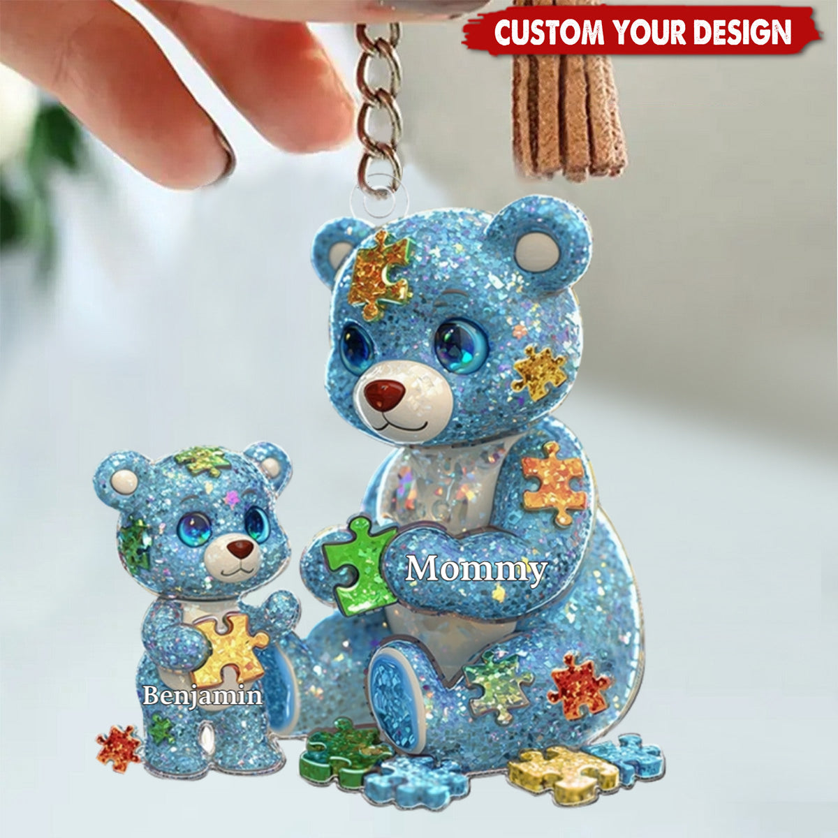 Mama Bear Autism Awareness - Personalized Acrylic Keychain