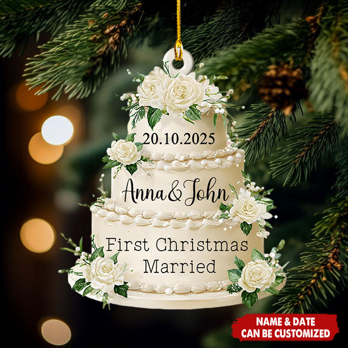 Wedding Cake First Christmas Married - Personalized Acrylic Ornament