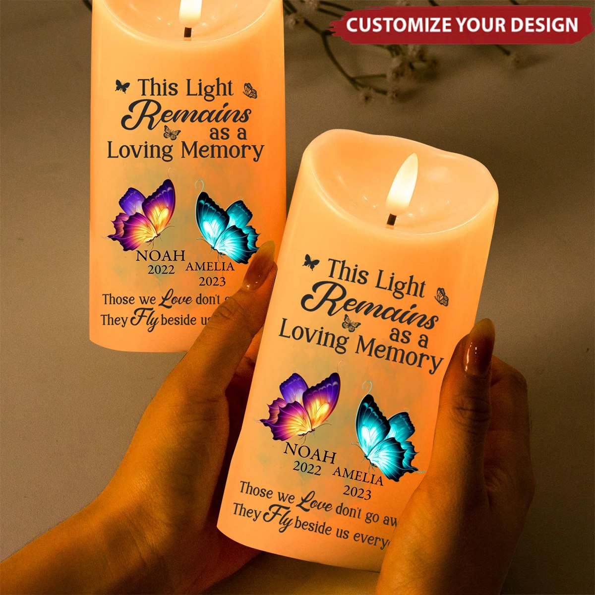 This Light Remains As A Loving Memory - Memorial Personalized LED Candle, Gift For Family Members