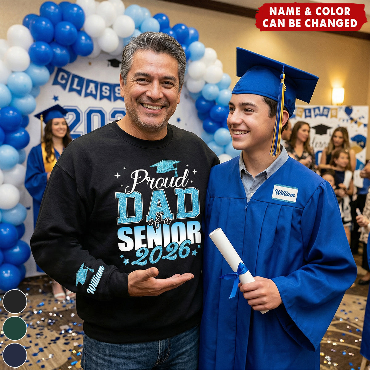 Custom Proud Dad or Mom Senior 2026 Graduation Sweatshirt Gift - 2D Glitter Print