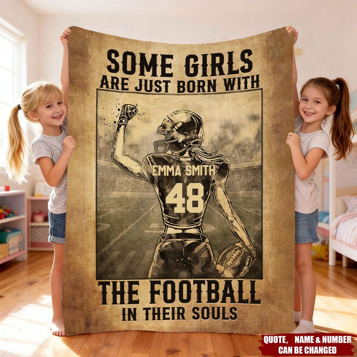 Train Hard - Football Personalized Vertical Blanket