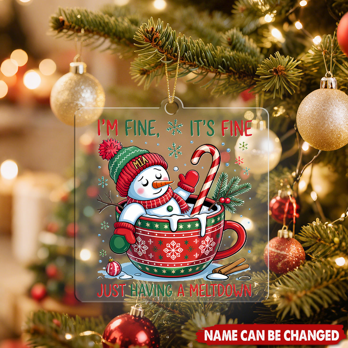 Funny Cute Snowman Personalized Christmas Acrylic Ornament