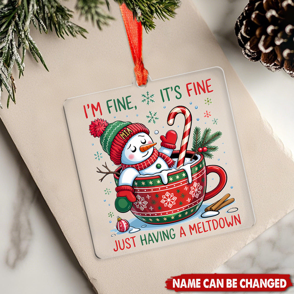 Funny Cute Snowman Personalized Christmas Acrylic Ornament