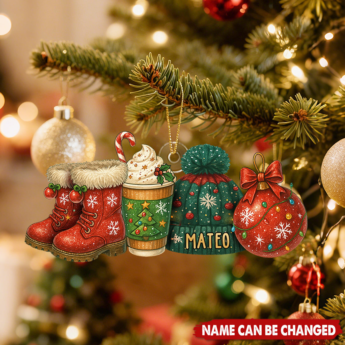 Cute Christmas Vibes Cocoa Mug personalized Acrylic Ornament