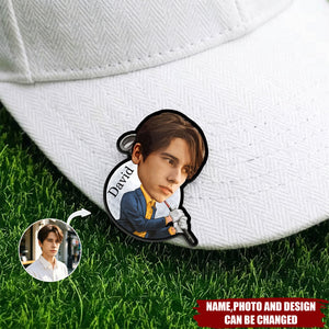Personalized Face Photo Golf Character Golf Ball Marker Magnetic Hat Clip with Name Birthday Game Day Gift for Golf Players Lovers