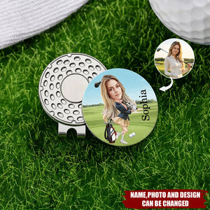 Personalized Face Photo Cartoon Character Golf Ball Marker Magnetic Hat Clip customizable with Name Birthday Game Day Gift for Golf Player