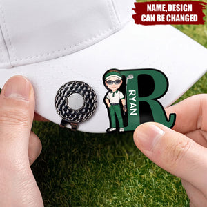 Personalized Cartoon Golf Character Golf Ball Marker with Magnetic Hat Clip and Name Birthday Game Day Gift for Golf Players Lovers