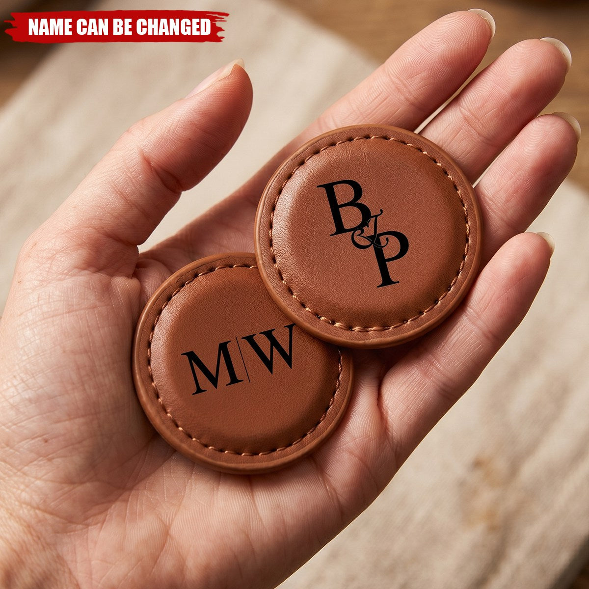 Personalized Monogram Magnetic Leather Golf Ball Marker with Initial and Name Birthday Sports Gift for Golf Players