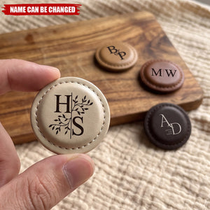 Personalized Monogram Magnetic Leather Golf Ball Marker with Initial and Name Birthday Sports Gift for Golf Players