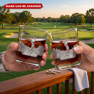 Personalized Print Golf Theme Whiskey Glass with Name Golf Club Birthday Father's Day Gift for Golf Lovers
