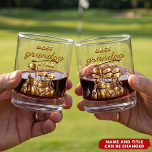 Personalized Best Grandpa Golf Whiskey Glass with Names and Title Daily Use Father's Day Birthday Gift for Dad Grandpa