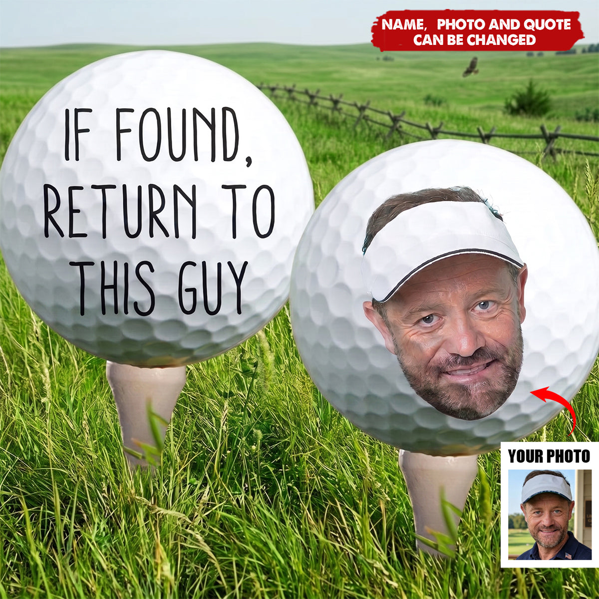 If Found, Return To This Guy Funny Gift For Golfers - Personalized Golf Ball