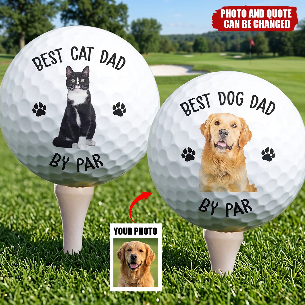 Best Dog Dad By Par Gift For Dog, Cat Dad - Personalized Photo Golf Ball