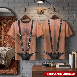 Men's Funny 3D Hairy Chest, Bachelor Party Costume, Adult Humor Halloween Cosplay - Personalized Shirt